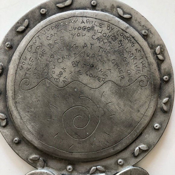 Engraved Pewter Handheld Beveled Mirror - Picture 2 of 6